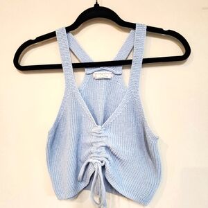 Baby Blue Knit Cropped Tank Top
